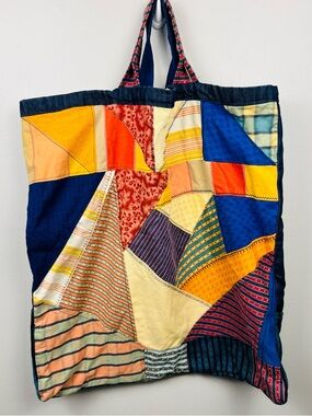 Extra Large Upcycled Crazy Quilt Tote Bag – Handmade Vintage Quilt Patchwork